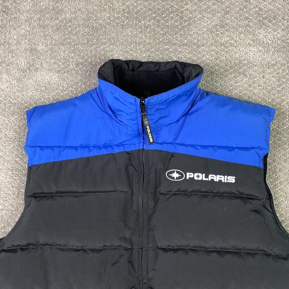 Pure Polaris Puffer Down Vest Men's Large Snowmobile Black Blue - Picture 7 of 14